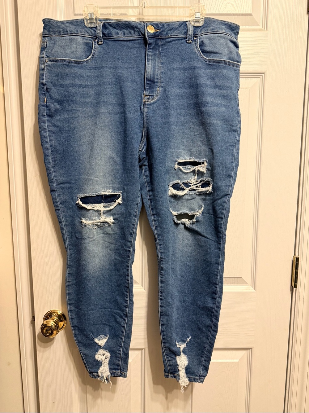 Maurices Light Blue Ripped Skinny Jeans